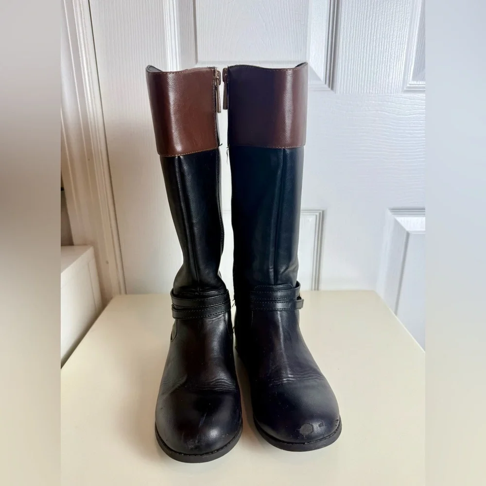 Michael Kors Girls Black & Brown Riding Boots Size 1